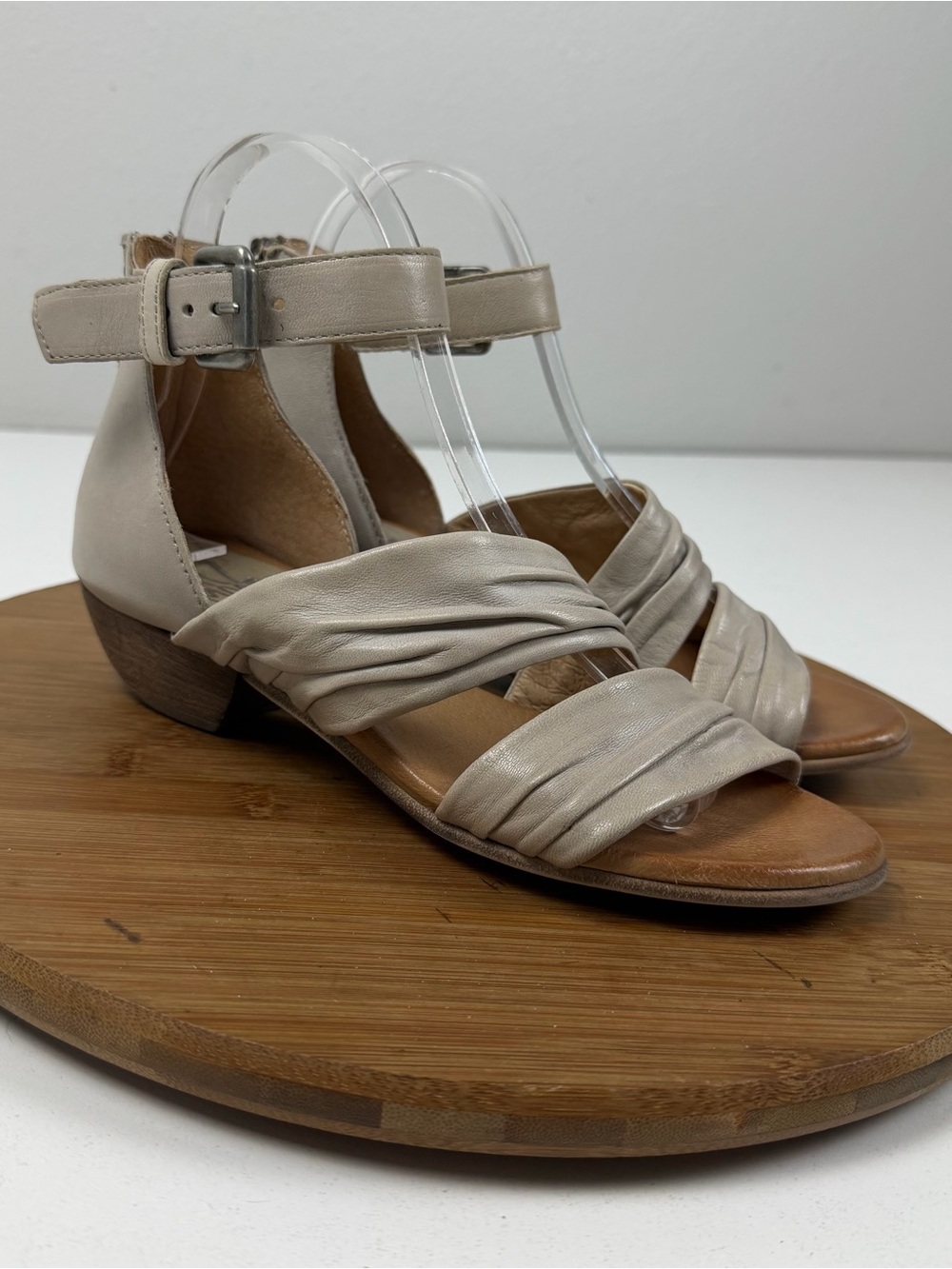 Miz Mooz Cassie Leather Ankle-Strap Sandals in Light Taupe
